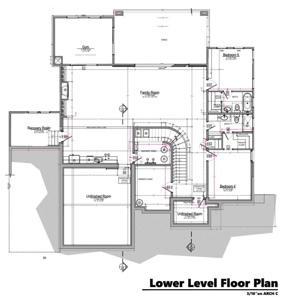 Vialetto House — lower level floor plan
